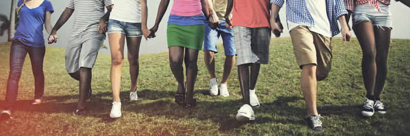 Group of Youths walking hand in hand